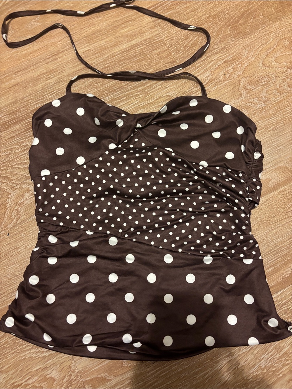 Princess Polly Brown and White Polka Dot Tank Top